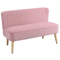 HOMCOM Canapea 2 locuri, canapea din stofă, canapea tapițată lounge, lată, Roz | Aosom Romania