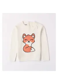 Pulover cu imprimeu vulpita pentru fetite - 4.7646 - Alb