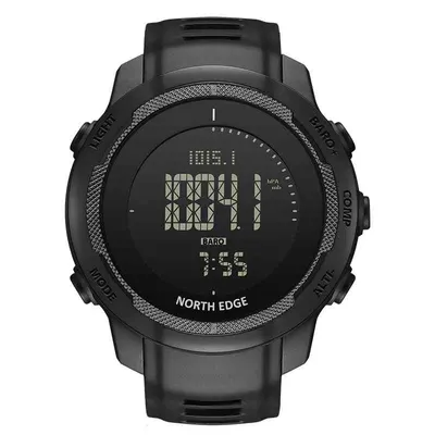 Ceas sport NORTH EDGE Vertico, bărbați, digital, carcasă carbon, altimetru, barometru, busolă, pedometru, rezistent la apă 50M