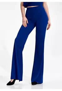 Pantaloni dama M874 - talie inalta - albastru - poliester/elastan - Albastru