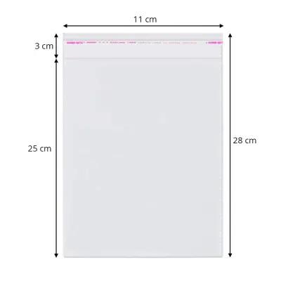 Pungi cu clapetă adezivă - lungimi între 2 și 40cm (set 1000 buc) - 11x28cm