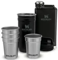 Shot glass set Stanley - Pre-Party, Flask, 4 buc. pahare, negru