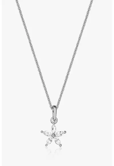 Colier din argint decorat cu pietre din topaz alb - Argintiu/Transparent
