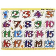 Puzzle lemn educativ - Invata Numere 1-20, 20 piese, 3+ ani, CNX, DX537