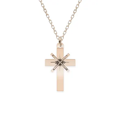 Lea - Colier personalizat cruce din argint 925 placat cu aur roz