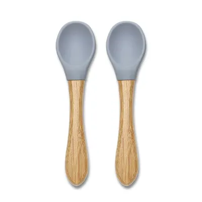 Set 2 linguri de silicon cu bambus Lorelli Natural Gri