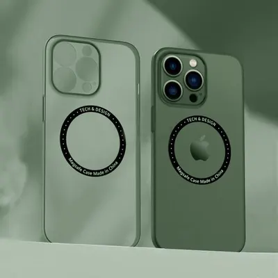 Husa Ultra-subtire Magsafe, Compatibila cu iPhone 13, Transluscent, Wireless Charging, Verde Engros