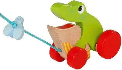 Jucărie de tragere din lemn Goki - Broască