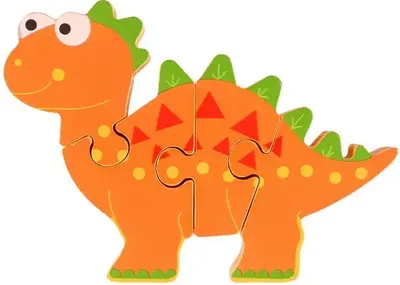 Puzzle din lemn Orange Tree Toys - Stegosaurus, 4 piese