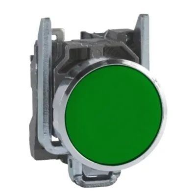 Buton incastrat complet, verde Ø22 cu revenire cu arc 1NO nemarcat