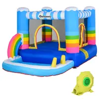 Castel Gonflabil pentru Copii Outsunny cu Trambulina si Piscina, Pompa Electrica Inclusa 290x200x155cm, Multicolor | Aosom Romania