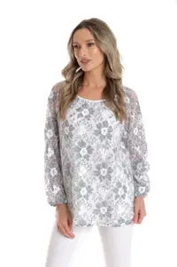Bluza dantela CP25028 alb & gri, Cesy | marimea XL