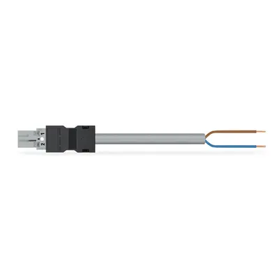 pre-assembled connecting cable; Plug/open-ended; 2-pole; Cod. B; Control cable 2 x 1.0 mm²; 2 m; 1,00 mm²; gray