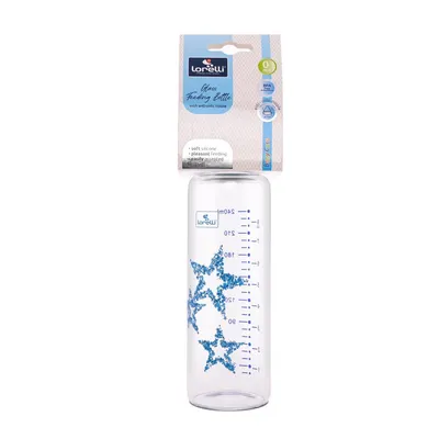 Biberon din sticla cu tetina anticolici 240 ml Blue