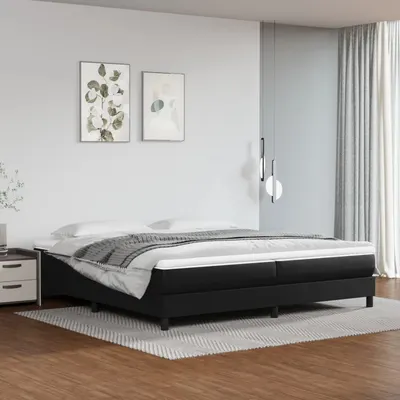 vidaXL Cadru de pat cu arcuri, negru, 200x200 cm, piele ecologică