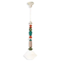 Lustra, Lampa Suspendata Diffusore Vetro H.87 Deco Lariat Finish Blt - Bianco Latte C2712