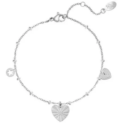 Bratara Inox Heart Coins, Argintiu