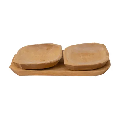 Set 3 platouri din lemn pentru servire, 38x22x2.5cm / 1451 Engros