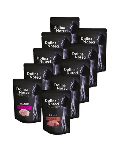 DOLINA NOTECI Premium Mix plicuri hrană pisici 10x85 g curcan și vițel