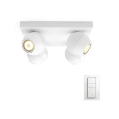 Spot aplicat Philips HUE Buckram Alb 4 becuri LED intrerupator dimabil inclus
