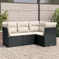 Gossi set mobilier de gradina cu perne, 4 piese, negru, poliratan