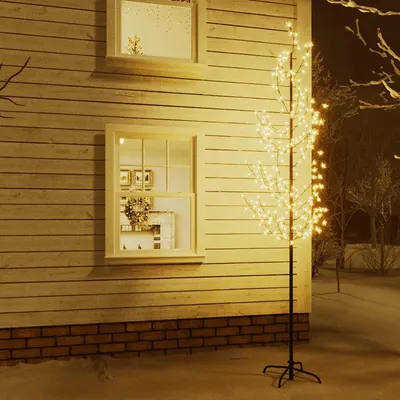 vidaXL Copac cu flori de cireș cu LED, 368 LED-uri alb calde, 300 cm