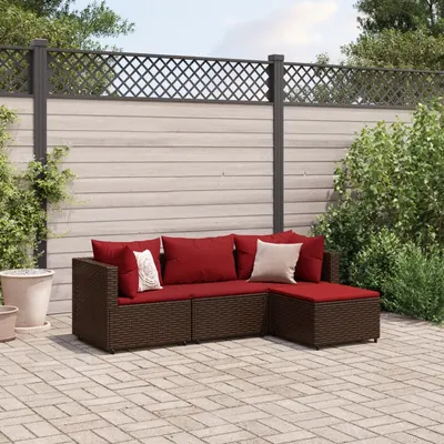 Gossi set mobilier de gradina cu perne, 4 piese, maro, poliratan
