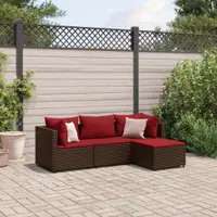 Gossi set mobilier de gradina cu perne, 4 piese, maro, poliratan