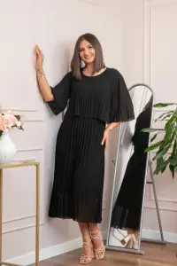 Rochie eleganta plisata Arielle - Negru