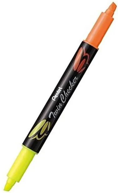 Textmarker cu 2 varfuri Pentel 24/7 - SLW8, galben-portocaliu