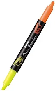 Textmarker cu 2 varfuri Pentel 24/7 - SLW8, galben-portocaliu
