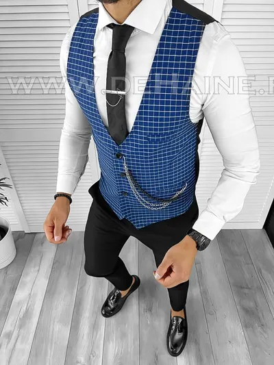 Vesta barbati eleganta slim fit bluemarin B8061 N7-3.2