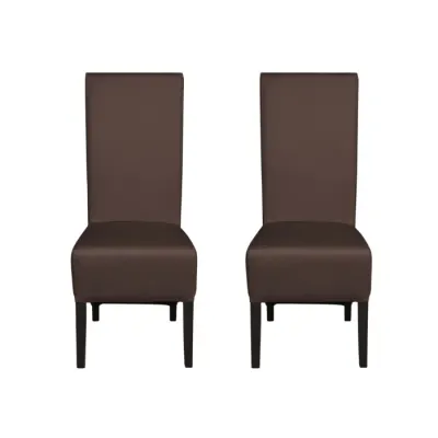 Set 2 scaune living VANESSA, picioare lemn wenge, piele ecologica maro deschis, 47x60x110 cm