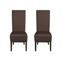 Set 2 scaune living VANESSA, picioare lemn wenge, piele ecologica maro deschis, 47x60x110 cm