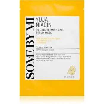 Some By Mi Yuja Niacin Blemish Care Serum Mask mască textilă iluminatoare pentru ten gras si problematic