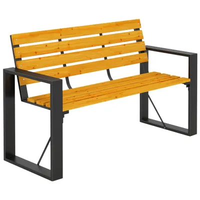 Outsunny Bancă de grădină 2 locuri, rezistentă la intemperii, bancă din lemn cu design cu șipci și cotiere, capacitate 240 kg Lemn natural | Aosom Romania