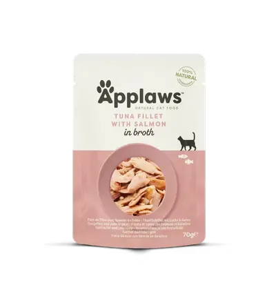 Applaws Tuna Fillet with Salmon in Broth, plic, 70 g