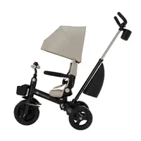 Tricicleta pentru copii Kinderkraft Aveo 2 Plus Beige pliabila, cu scaun reglabil si reversibil, suport picioare, controlul directiei