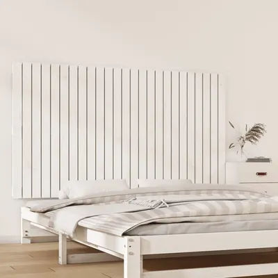 vidaXL Tăblie de pat pentru perete, alb, 159,5x3x90 cm, lemn masiv pin