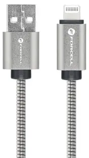 Cablu Forcell - F-Energy Metal C236, USB-A/Lightning, 1 m, argintiu