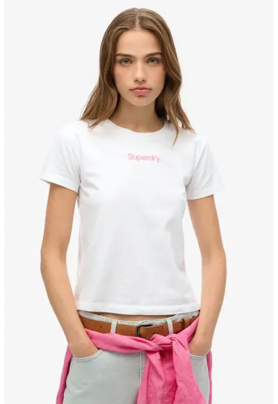 Tricou din bumbac cu decolteu la baza gatului - Alb