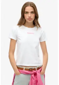 Tricou din bumbac cu decolteu la baza gatului - Alb