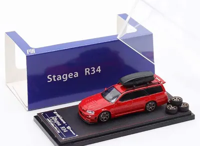Model colecționar Model Contemporary: Automobile - Nissan Stagea Skyline GT-R R34 Wagon, Red