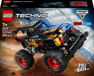 Constructor LEGO Technic Monster Jam - Grave Digger Foc și gheață (42219)