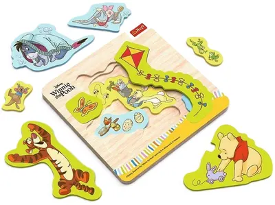 Puzzle din lemn Trefl - Winnie The Pooh, 12 piese, multistrat