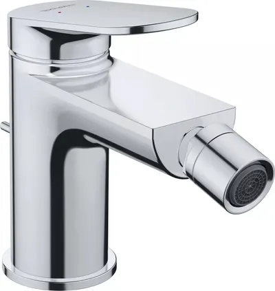 Baterie bideu Duravit Wave WA2400001010, marime S, cartus ceramic, 137 mm, set evacuare cu tija, ventil, Crom