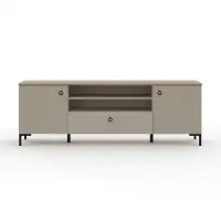 Comoda TV DOMINICA, 2 usi, 1 sertar, taupe + stejar silverjack, 184x41x63 cm