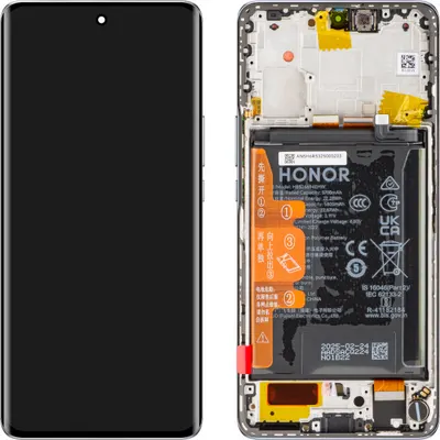 Display cu Touchscreen Honor Magic6 Lite / X50, cu Rama si Acumulator, Argintiu, Service Pack 0235AGJH