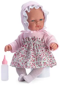 Papusa Asi - Baby Ollie, cu palarie roz si fusta cu flori, 30 cm