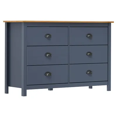 vidaXL Dulap Hill, gri, 125 x 40 x 80 cm, lemn masiv de pin